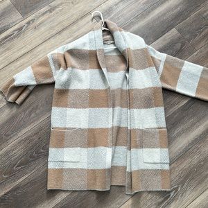 Cozy Tan and Gray Cardigan Sweater, Small, Great Condition
